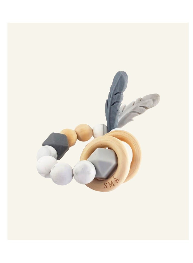 SMA Baby Feather Teether Teething Toys for Babies-Teething Toy Silicone BPA Free Anti-Dropping Infant Teether Pacifiers Chew Toys for Sucking Needs and Soothing Babies Sore Gums