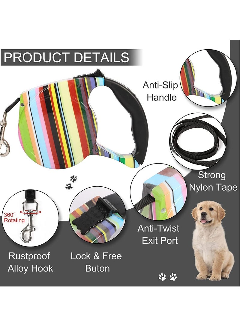 Retractable Dog Lead Extendable 16ft/5M, Retractable Dog Leads for Small Medium Dogs Up to 25KG, Extendable Dog Leads with Anti-Slip Handle, Anti-Tangled Strong Nylon Tape