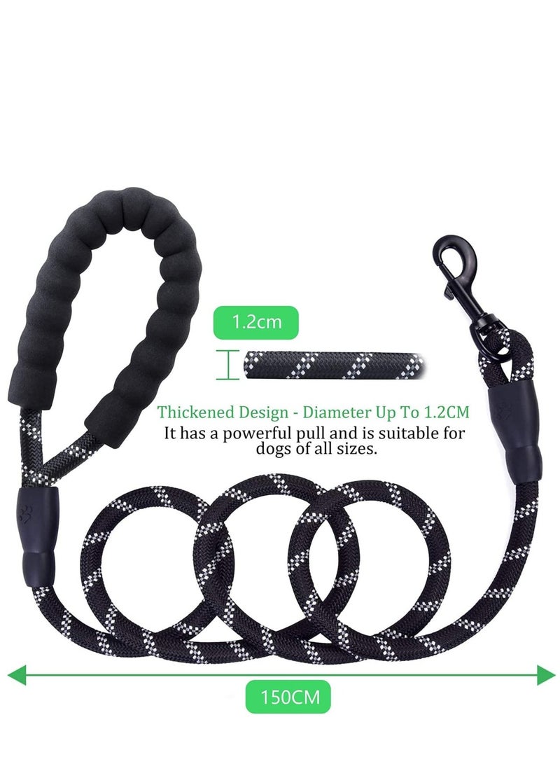 Rope Dog Lead 5FT Durable Rope Twist Lead with Soft Padded Handle and High Reflective Threads for Small Medium and Large Dogs