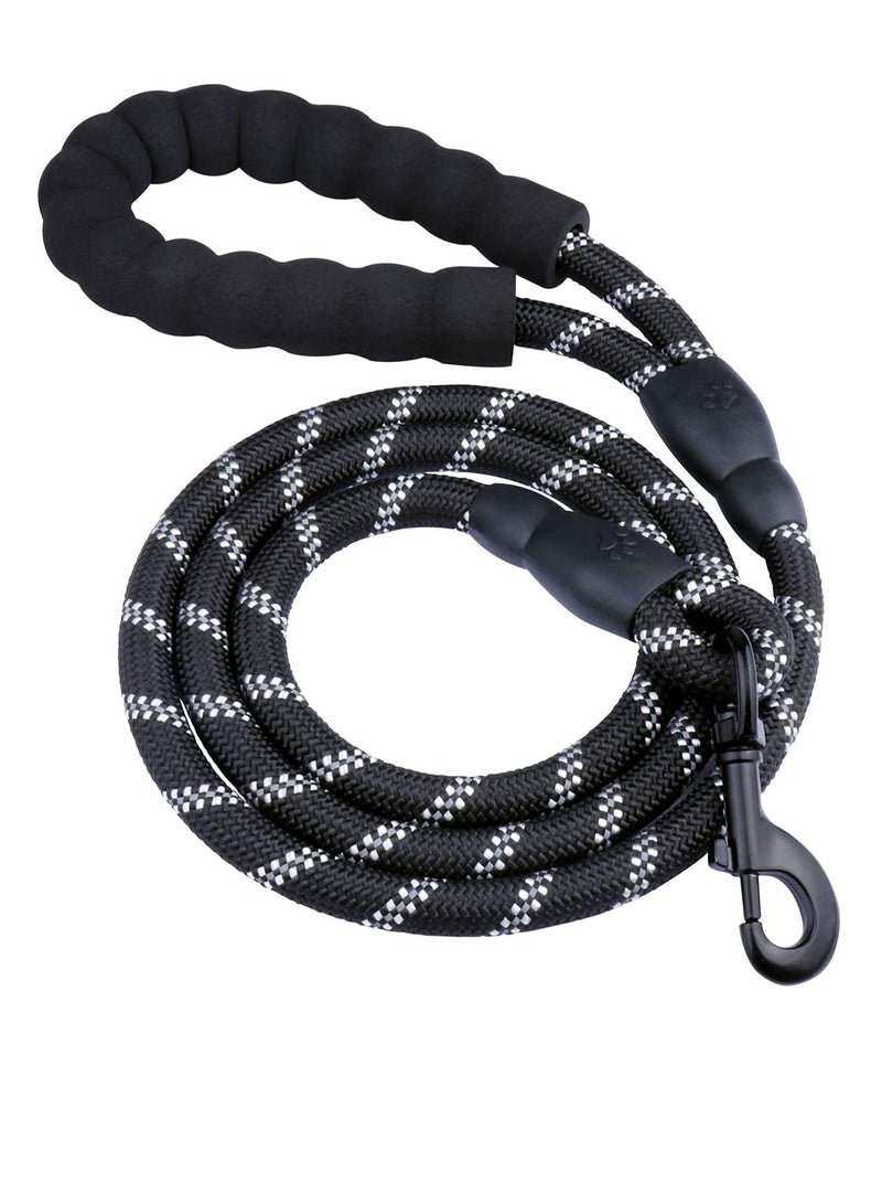 Rope Dog Lead 5FT Durable Rope Twist Lead with Soft Padded Handle and High Reflective Threads for Small Medium and Large Dogs