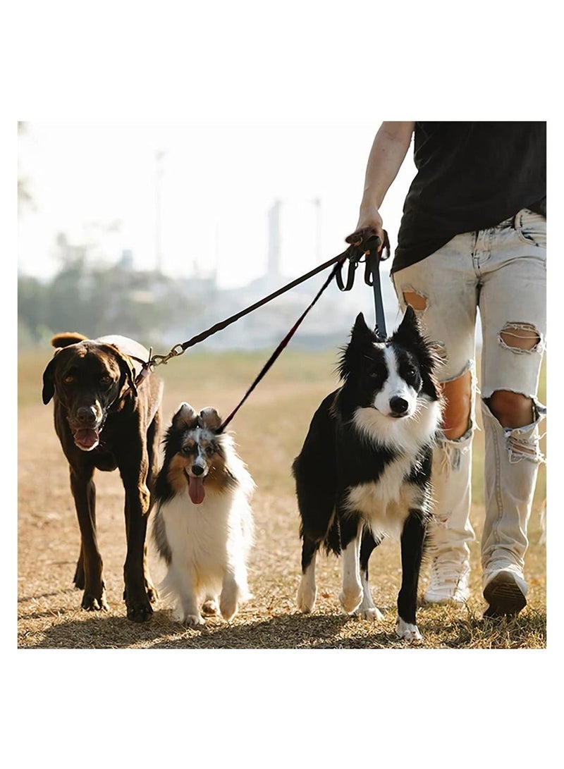 SYOSI 3 in 1 Dog Leashes, with Adjustable Detachable Coupler, Durable Strong Nylon Long Line Dog Leads, Anti-Pull Dog Leash, for Three Dogs Pet Walking Hiking