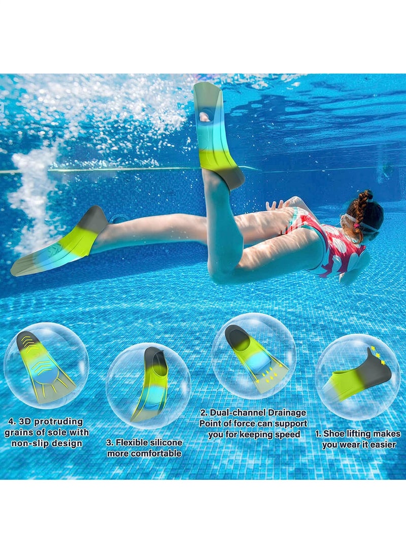 Swim Training Fins Silicone Swimming Fins for Kids Teens Adults Women Men