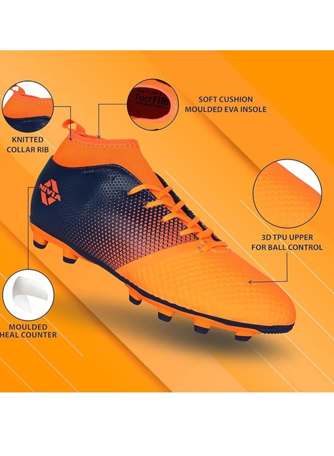 Ashtang Football Stud | TPU Sole with PU Synthetic Leather | 4 UK/ 5 US / 38 EU | A Moulded Removable EVA | Pre-Molded TPU Light Weight Insole | Ideal for Hard and Grassy Surfaces