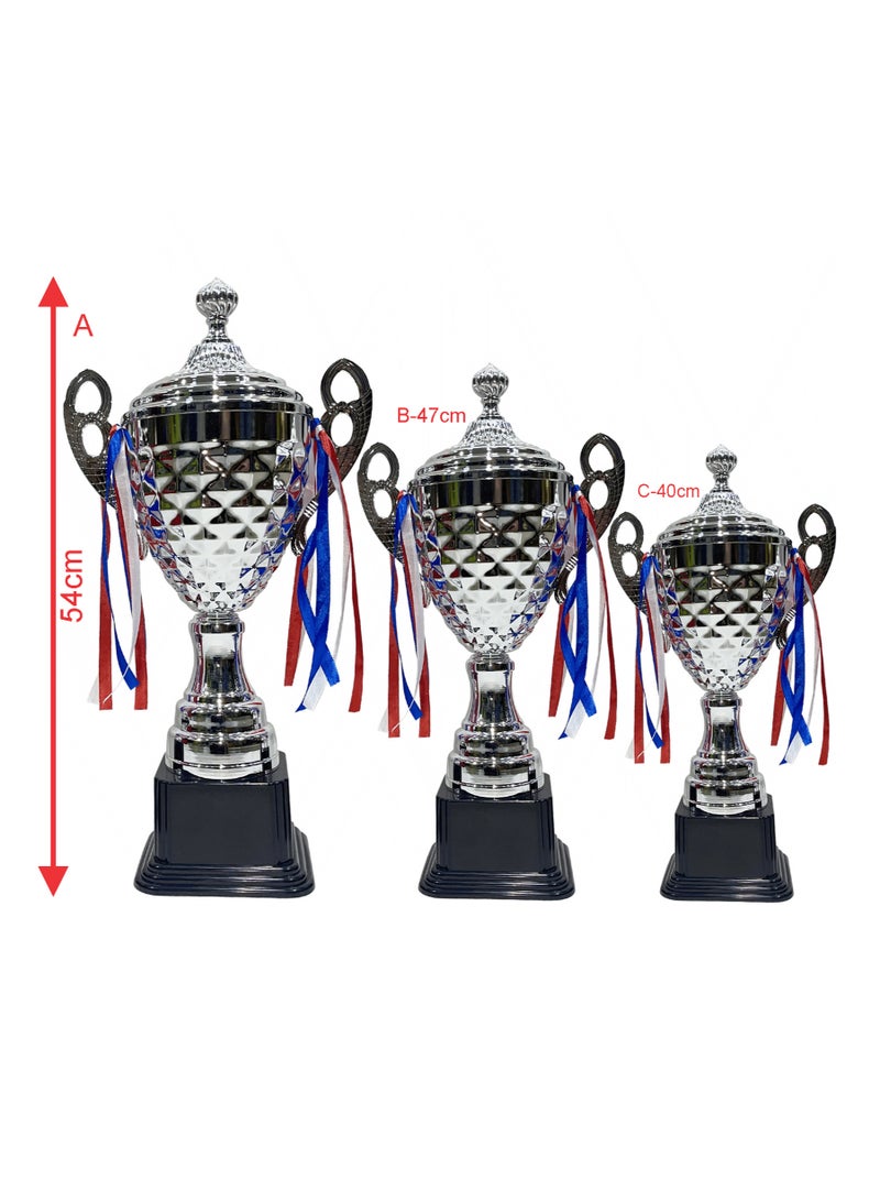 Metal Gold Trophies Set Personalised Trophies Cup With Colorful Ribbons And Tropheis Awards Sports Trophies Medals Appreciation Award Gift Acheievement Ceremony Trophies Basketball Football Trophy