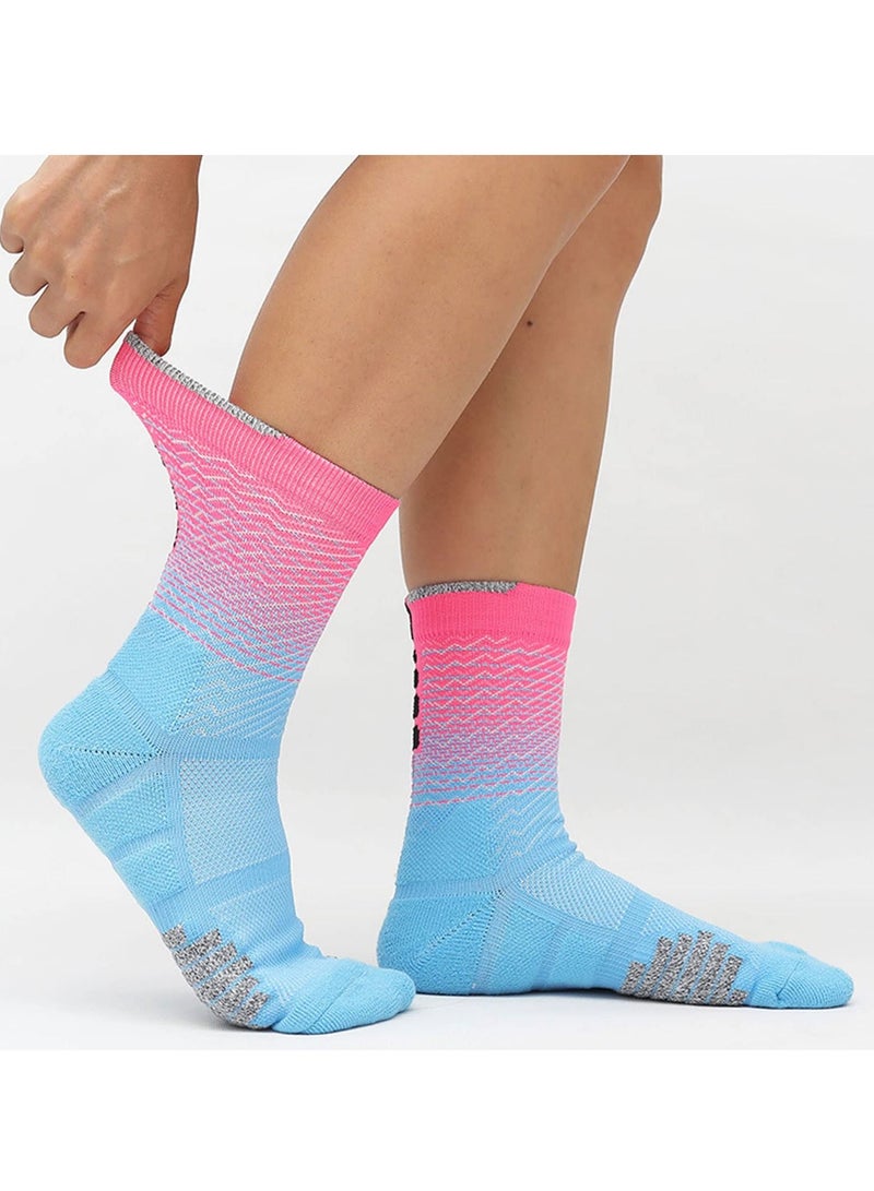 Sports Socks, 5 Pairs of Men's Basketball Socks Outdoor Colorful Trendy Mid-calf Soccer High Elasticity Compression Player for Competition Team Leggings