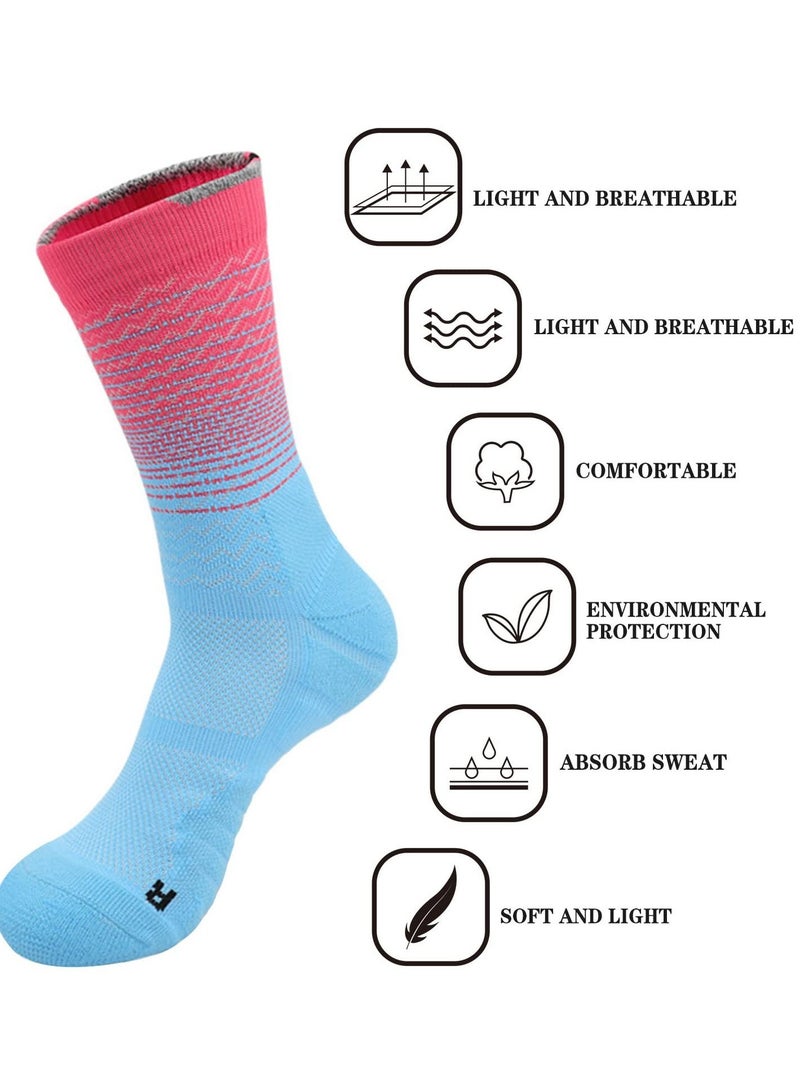 Sports Socks, 5 Pairs of Men's Basketball Socks Outdoor Colorful Trendy Mid-calf Soccer High Elasticity Compression Player for Competition Team Leggings