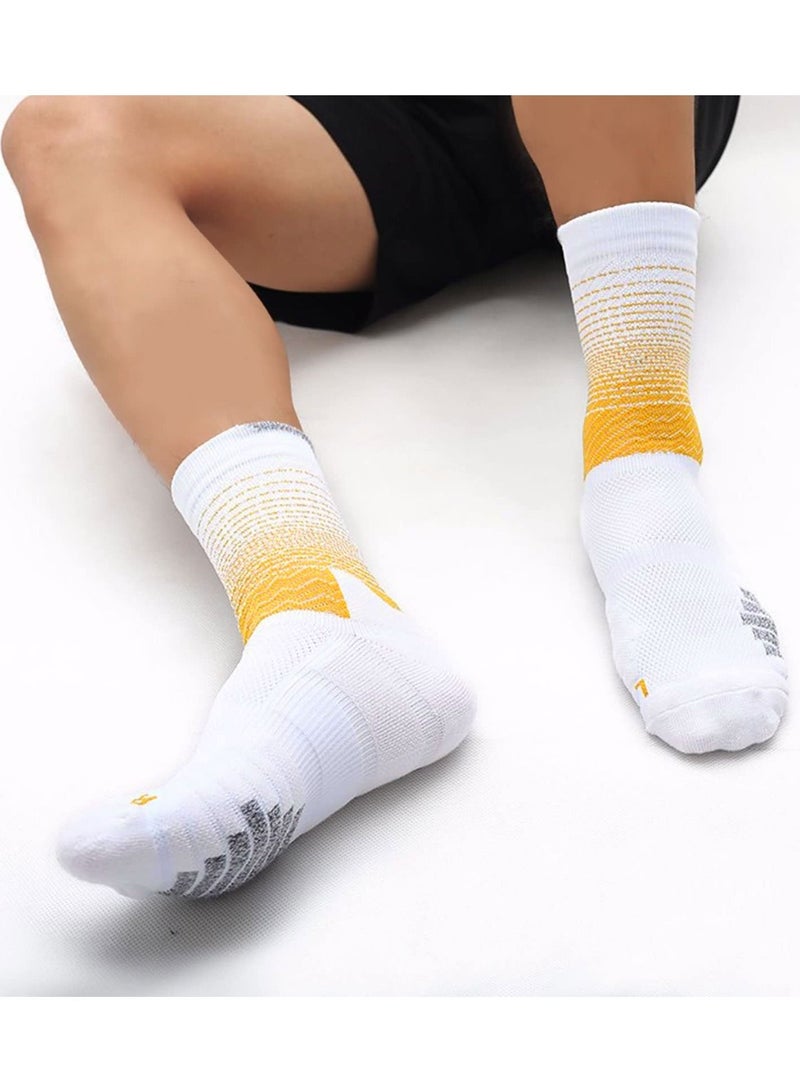 Sports Socks, 5 Pairs of Men's Basketball Socks Outdoor Colorful Trendy Mid-calf Soccer High Elasticity Compression Player for Competition Team Leggings