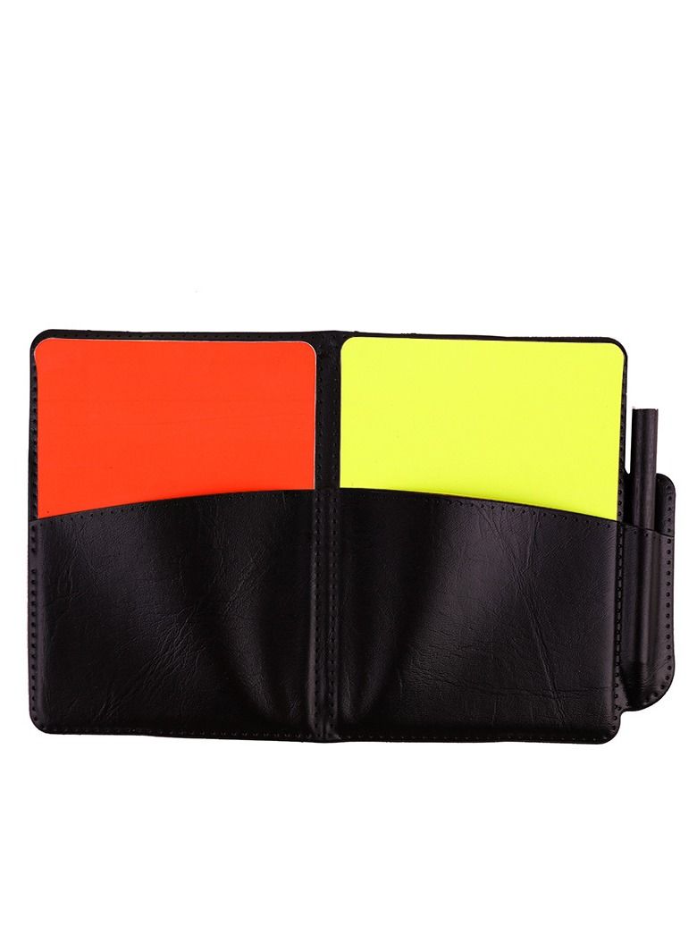 Soccer Referee Flag Set ,Red Yellow Cards with Notebook and Pencil, Match Football Linesman Flags, Coach Stainless Steel Whistles Lanyard for Sports, Soccer, Basketball,