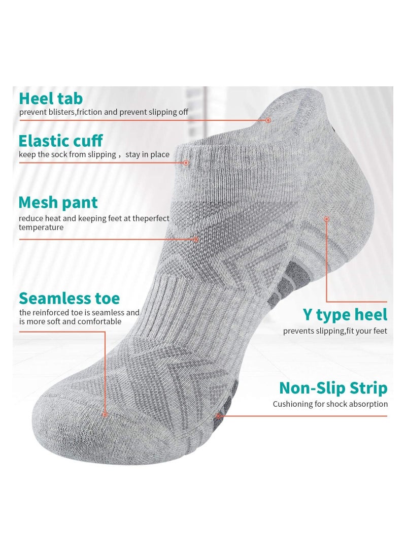 6 Pairs Running Socks Cushioned Trainer Sports Mens Cotton Ankle for Men Women Ladies Low Cut Anti-Blister Breathable Athletic Walking