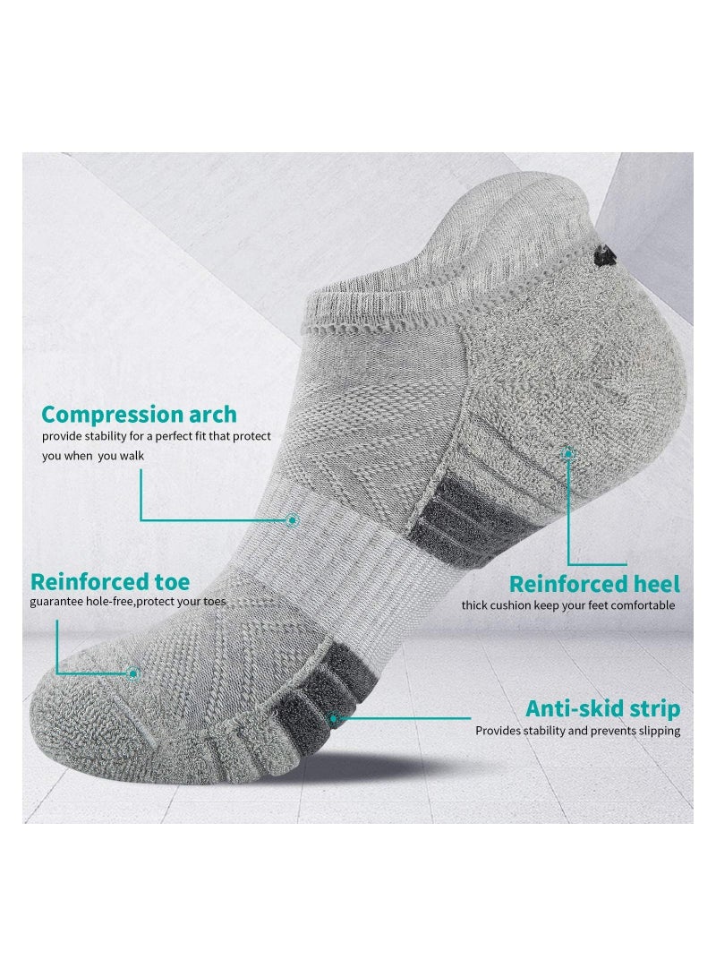 6 Pairs Running Socks Cushioned Trainer Sports Mens Cotton Ankle for Men Women Ladies Low Cut Anti-Blister Breathable Athletic Walking