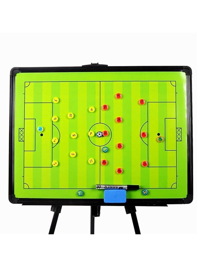 Football Soccer Magnetic Coaching Board Whiteboard With Display Stand, Carry Bag Dry Erase, Marker Pen and Magnets - Foldable and Portable Tactic Board Strategy Board Kit