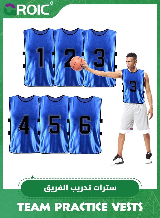 6 Pack Scrimmage Training Vest Team Sports Pinnies Reversible Numbered Soccer Team Pennies Youth Adult Jerseys, Numbered Soccer Pennies, Scrimmage Vest Sports, Team Practice Soccer Bibs Training Vest