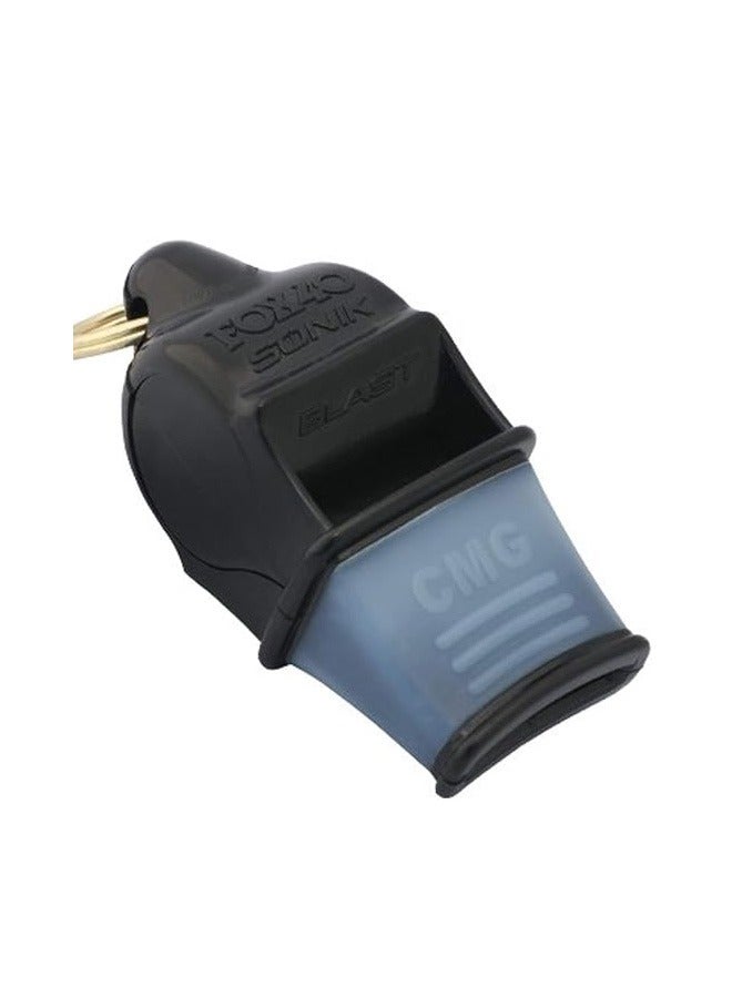 Sonik Blast CMG Official Whistle with Break Away Lanyard (Black)