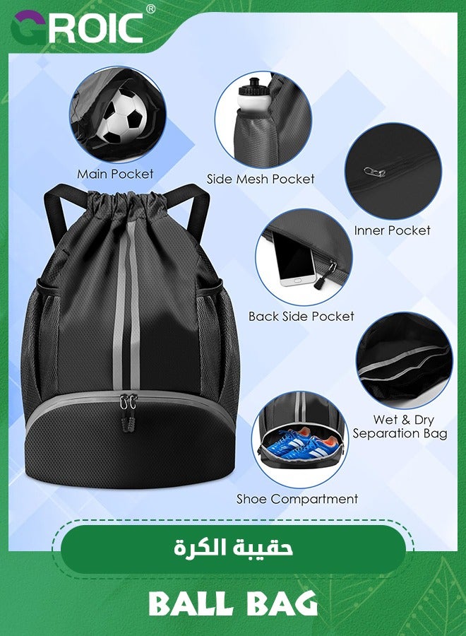 Soccer Bags, Football Backpack, Volleyball Bag, Drawstring Soccer Backpack with Ball and Shoe Compartment, Gym Bags for Men / Women, Football bags for Equipment