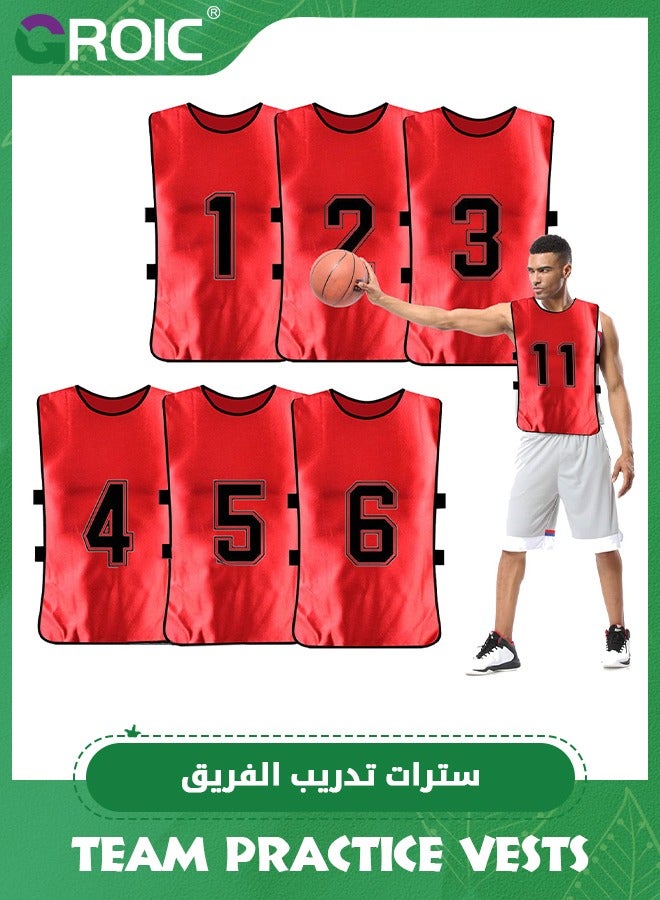 6 Pack Scrimmage Training Vest Team Sports Pinnies Reversible Numbered Soccer Team Pennies Youth Adult Jerseys, Numbered Soccer Pennies, Scrimmage Vest Sports, Team Practice Soccer Bibs Training Vest