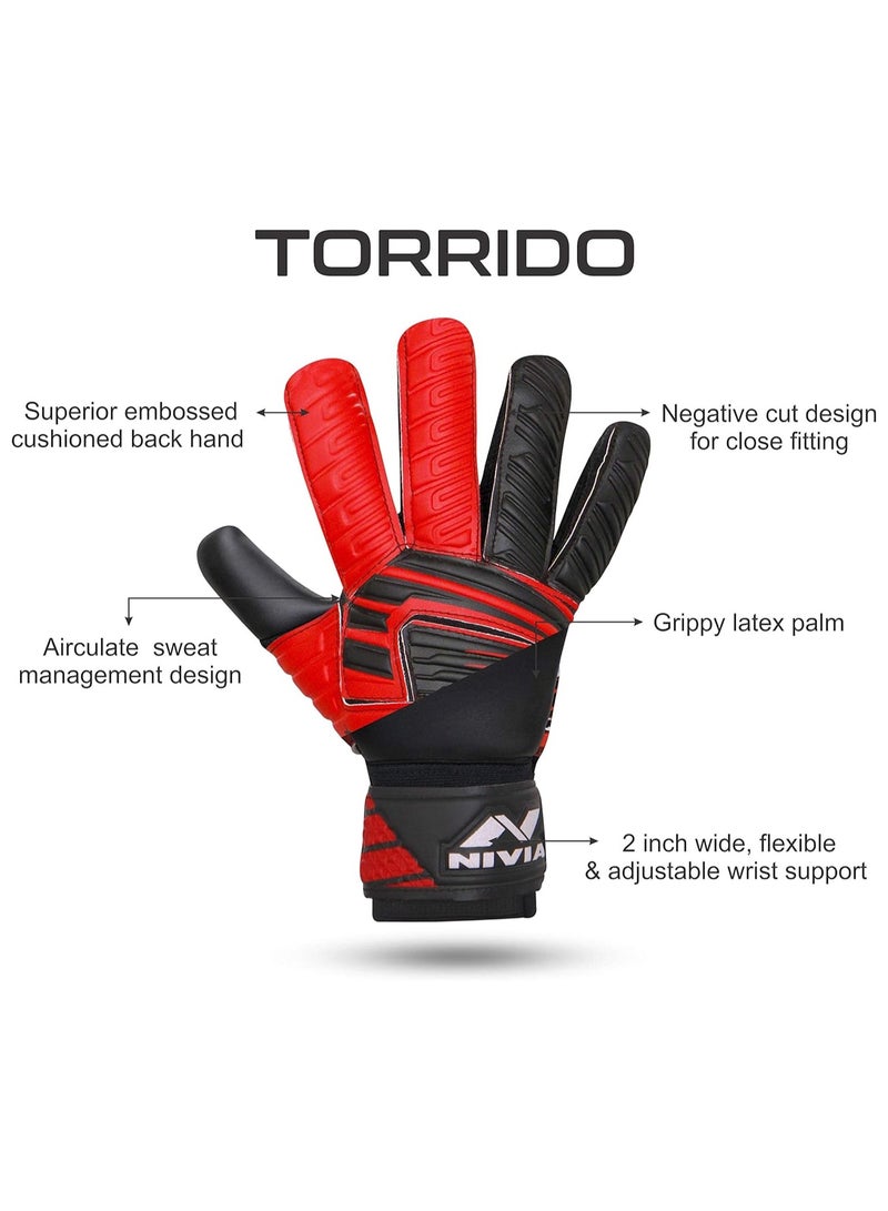 Raptor Torrido Football Goalkeeper Gloves | Size: Medium | Material: PVC Latex Foam | Superior Grip | For Goalie