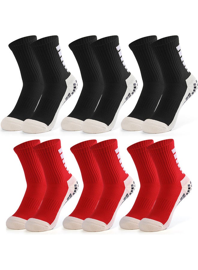 6 Pair Men's Anti Slip Football Socks 22.00 x 9.00 x 20.00cm