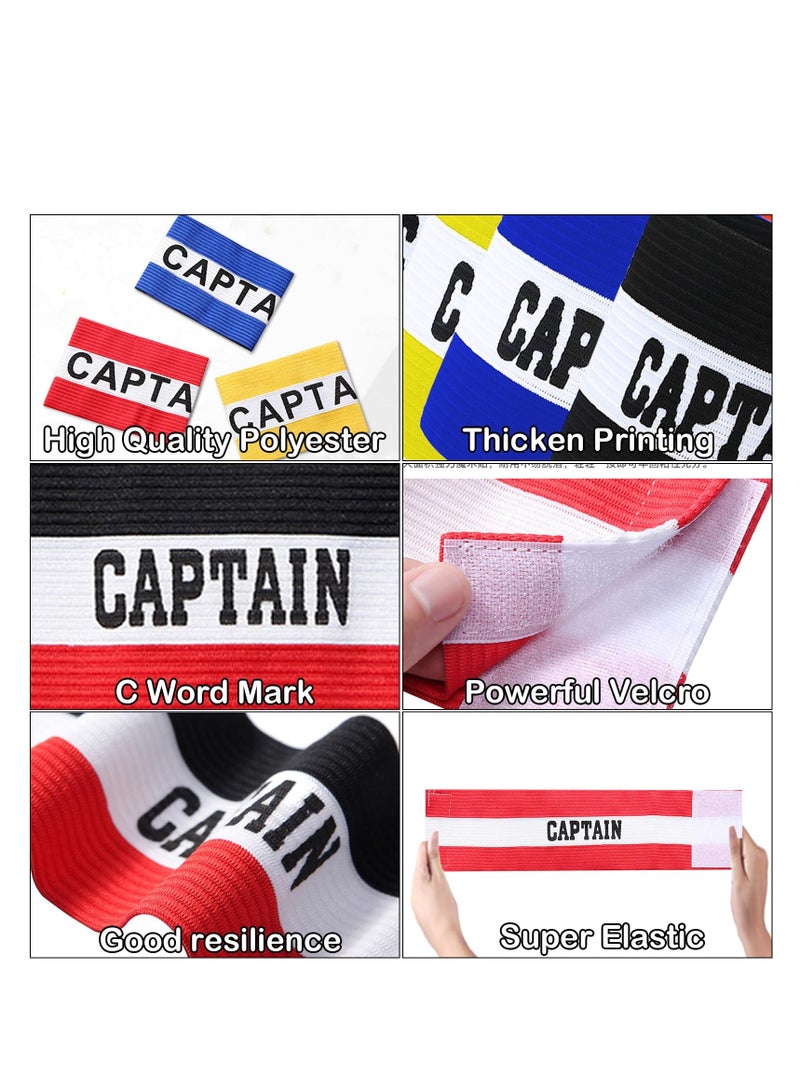 Captain Armbands for Soccer 6 Pack Football Armbands  360° Fit Adjustable High Elasticity and Comfortable Fabric Wear Firmly for Adult Youth Soccer Team Training Hockey Rugby Netball