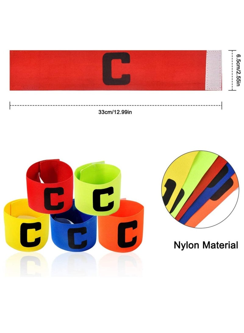 Captain Armband Multicolor Football Captain Armband Sports Hockey Rugby Netball Player Adjustable Bands Captain Armband Retractable Elasticated Armbands for Adult Youth 5 PCS