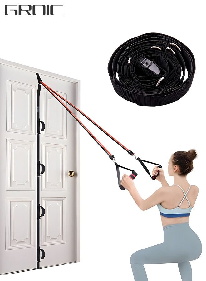 Door Anchor Strap with 2 Fitness  resistance Belts Tubes 50 Lbs for Resistance Bands Exercises, Multi Point Anchor Gym for Home Fitness, Portable Resistance Band Workout Equipment