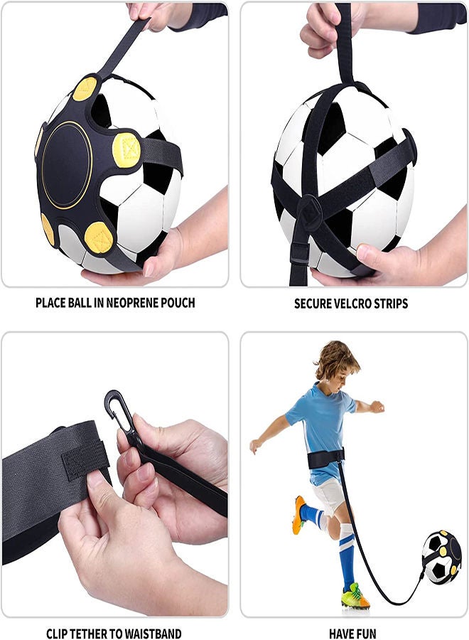 Soccer Training Equipment for Kids Adults Kick Throw Control Skills Solo Practice Training Aid Adjustable Waist Belt with Upgraded Leather Fixation Perfect for Beginners Practicing Assist Set