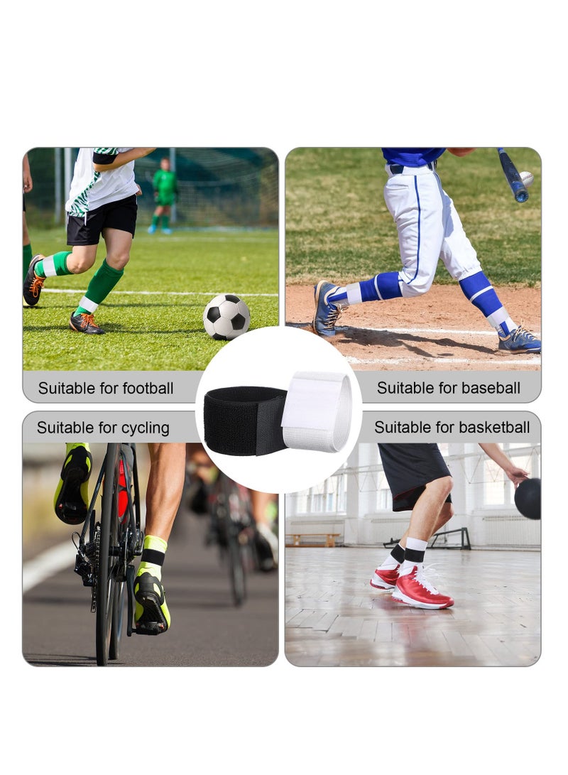 Soccer Shin Guard Straps, Anti Slip Shin Guard Stays Legging Shin Guard Holders, Football Socks Shin Fixed Straps for Sports Kicking Ball Running Cycling Youth Adults, Black and White (12 Pcs)