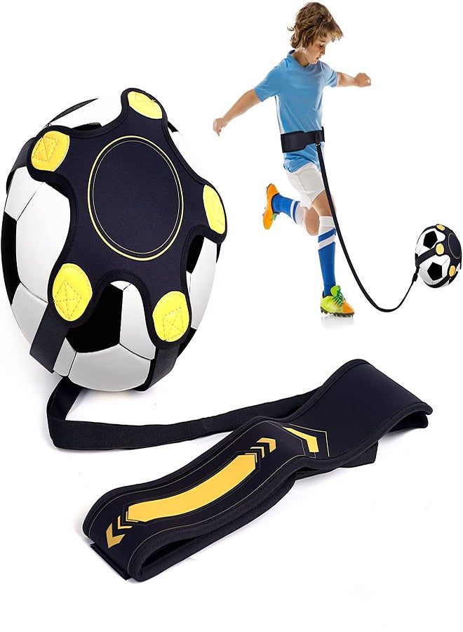 Soccer Training Equipment for Kids Adults Kick Throw Control Skills Solo Practice Training Aid Adjustable Waist Belt with Upgraded Leather Fixation Perfect for Beginners Practicing Assist Set