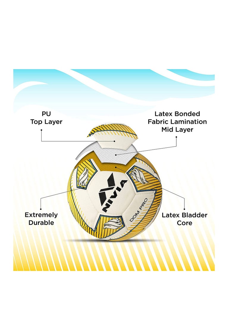 DOM05 Pro ‎PU Football | Size 5 | Machine Stitched | 32 Panel | PU Micro Fiber top Layer | Soccer Ball | Latex Bladder Core
