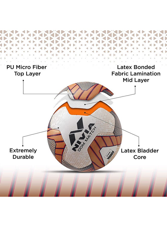 DOM01 Match ‎PU Football | Size 5 | Machine Stitched | 8 Panel | PU Micro Fiber top Layer | Soccer Ball | Latex Bladder Core