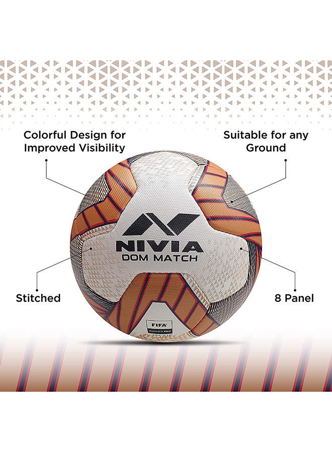 DOM01 Match ‎PU Football | Size 5 | Machine Stitched | 8 Panel | PU Micro Fiber top Layer | Soccer Ball | Latex Bladder Core