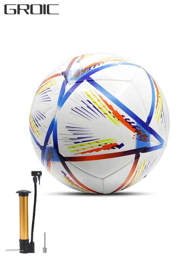 Sports Soccer Balls Official Size 5 Traditional Soccer Balls Size for Kids and Adult Training Ball Official Match Football Balls with Pump, Outdoor & Indoor Match or Game