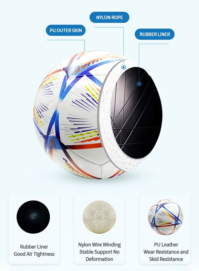 Sports Soccer Balls Official Size 5 Traditional Soccer Balls Size for Kids and Adult Training Ball Official Match Football Balls with Pump, Outdoor & Indoor Match or Game