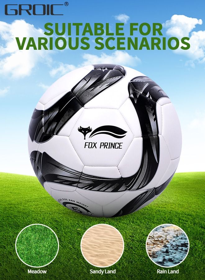 Soccer Ball Size 5，Football with Star Pattern Official Size Soccer Balls for Training,Playing,Waterproof Professional Outdoor Indoor and Match Balls