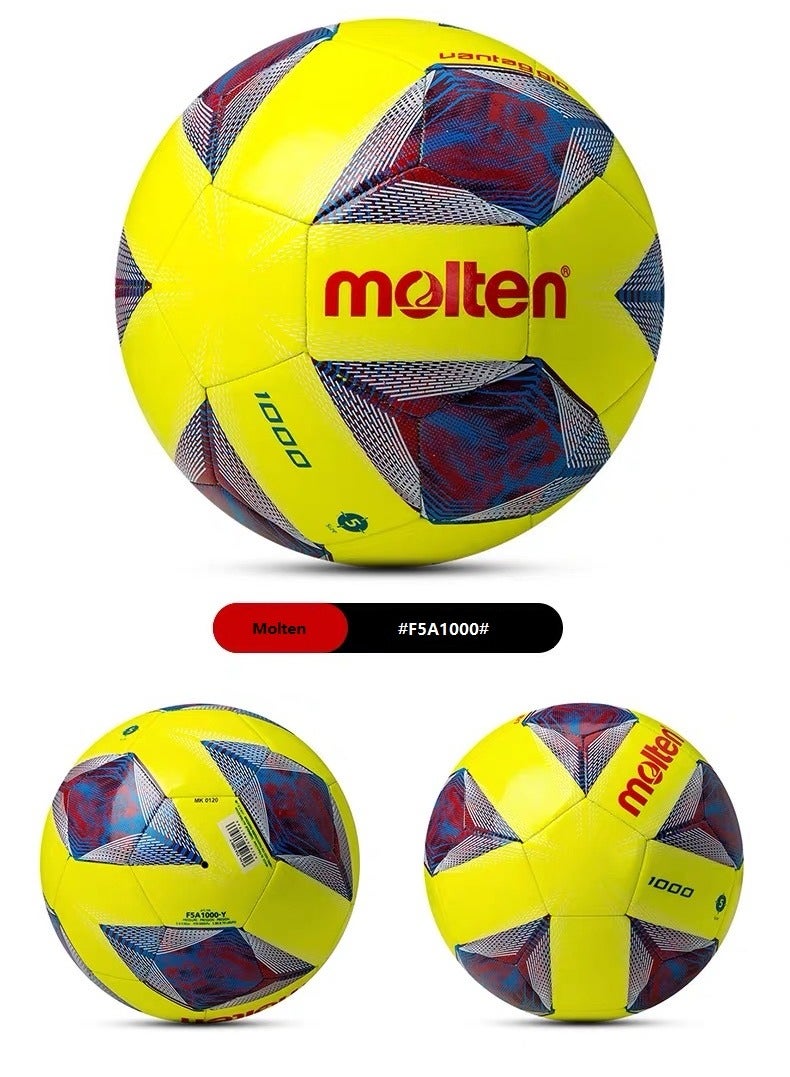 Molten Football F5A1000 Red Best Indoor or Outdoor for Soccer Players and Football Fansll Fans Yellow