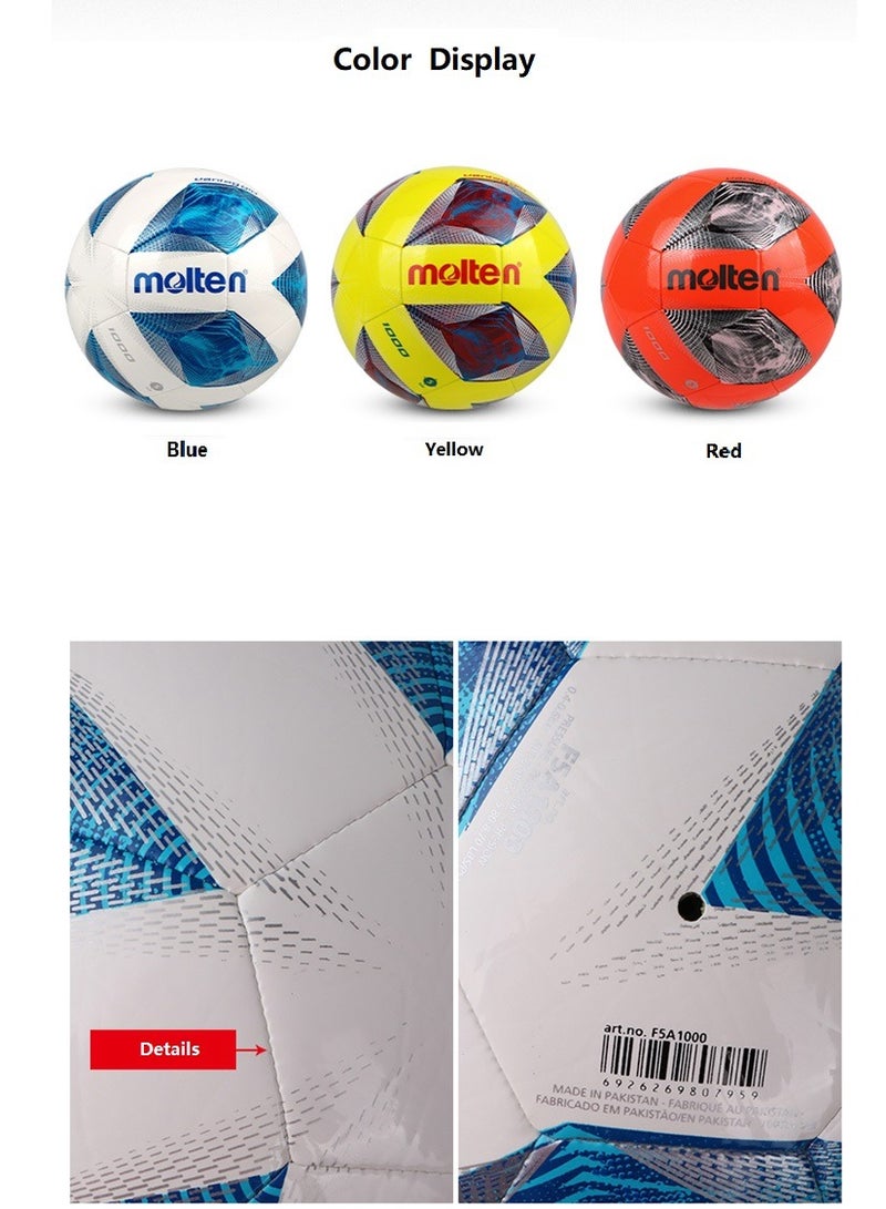 Molten Football F5A1000 Red Best Indoor or Outdoor for Soccer Players and Football Fansll Fans Yellow