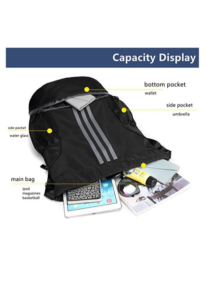Drawstring Backpack Drawstring Bag Gym Sack String Bag Men Women Basketball Bag Bundle Pocket Drawstring Backpack Student School Bag Football Bag Storage Bag Large Capacity Fitness
