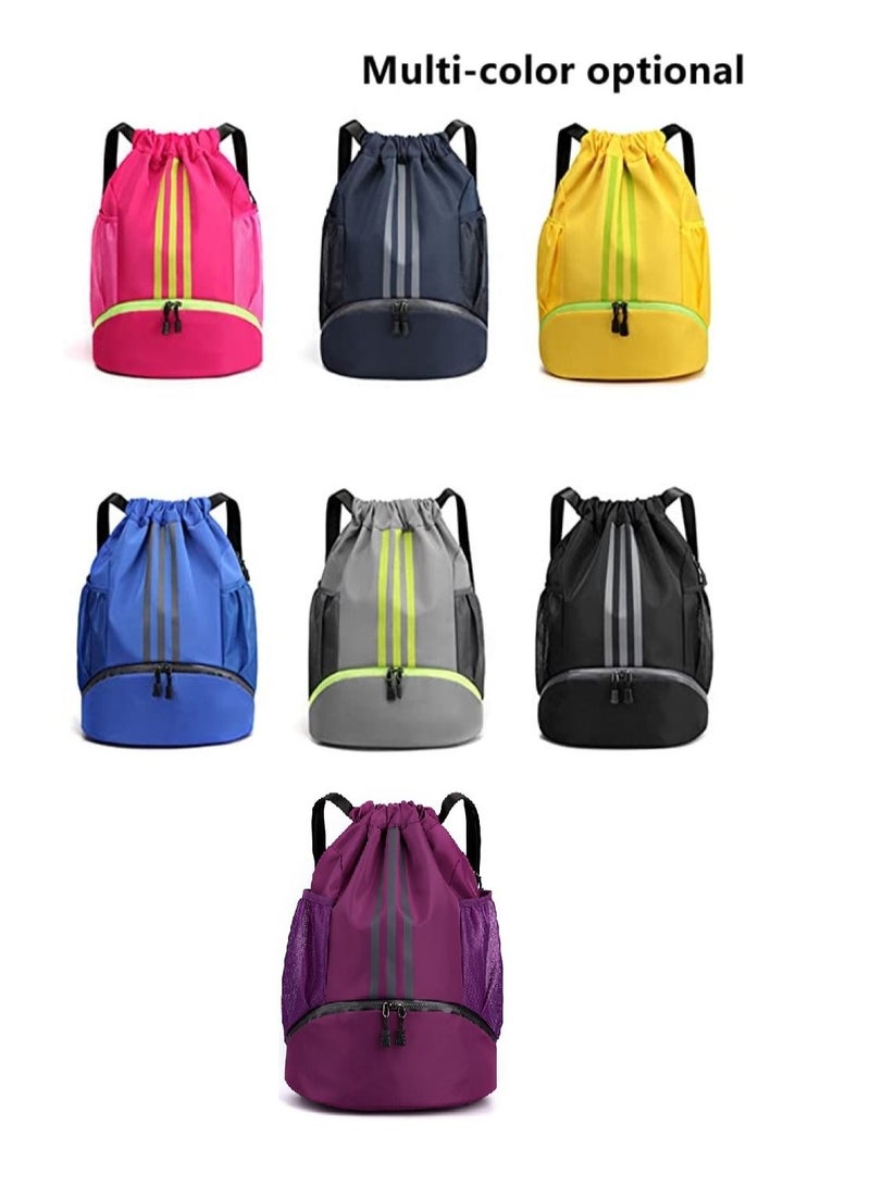 Drawstring Backpack Bag Gym Sack String Men Women, Basketball Bundle Pocket Student School Football Storage Large Capacity Fitness