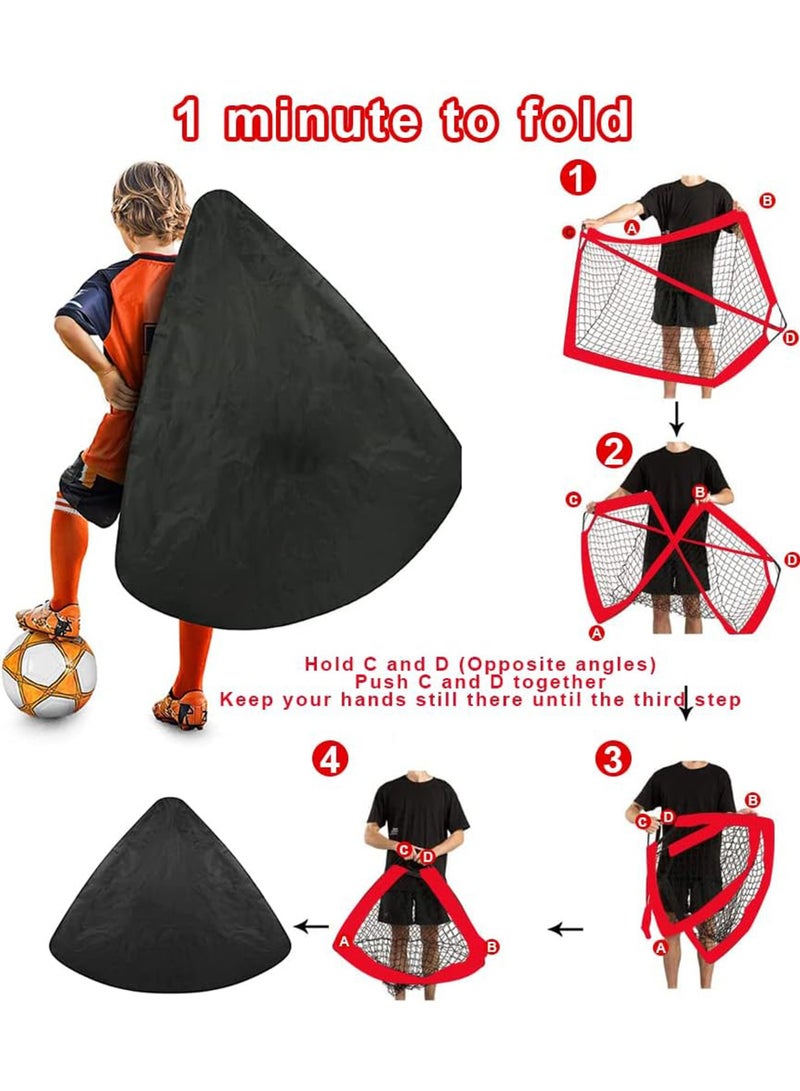 Portable Soccer Goal Foldable Pop Up Training Soccer Goals Net Set with Carry Bag for Outdoor & Backyard Kids Practice Football Goals Ideal Games Soccer Goals Net for Toddler Youth Adults (2 Set)