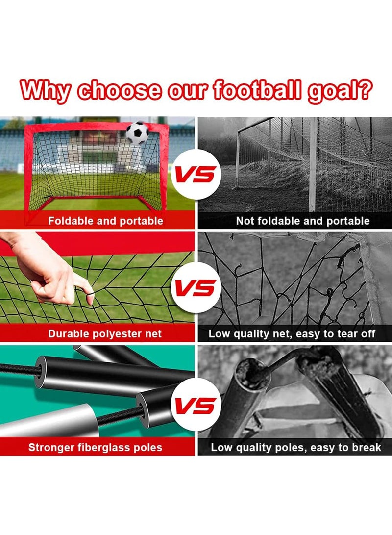 Portable Soccer Goal Foldable Pop Up Training Soccer Goals Net Set with Carry Bag for Outdoor & Backyard Kids Practice Football Goals Ideal Games Soccer Goals Net for Toddler Youth Adults (2 Set)