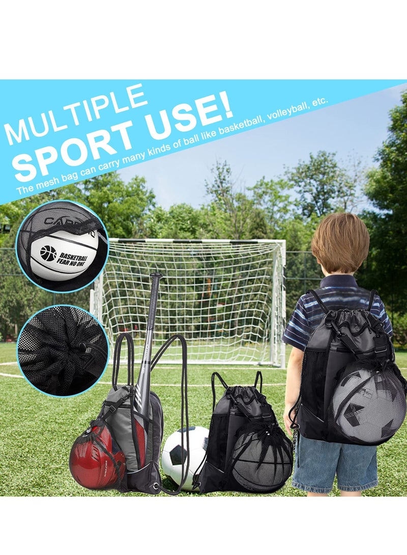 Drawstring Football Bag Soccer Backpack with Detachable Mesh Waterproof Draw String Back Sack Zip Pocket