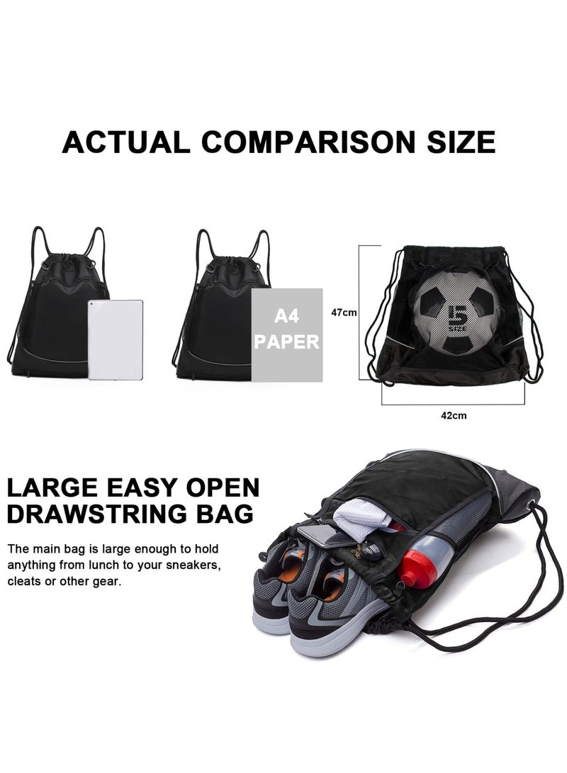 Drawstring Football Bag Soccer Backpack with Detachable Mesh Waterproof Draw String Back Sack Zip Pocket