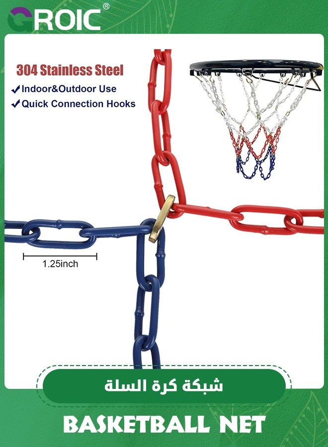 Basketball Net Replacement Heavy Duty,Rust Proof Basketball Chain Net for Indoor Outdoor Climate, Quick Installation,Special Replacement Basketball Net for Basketball Stand