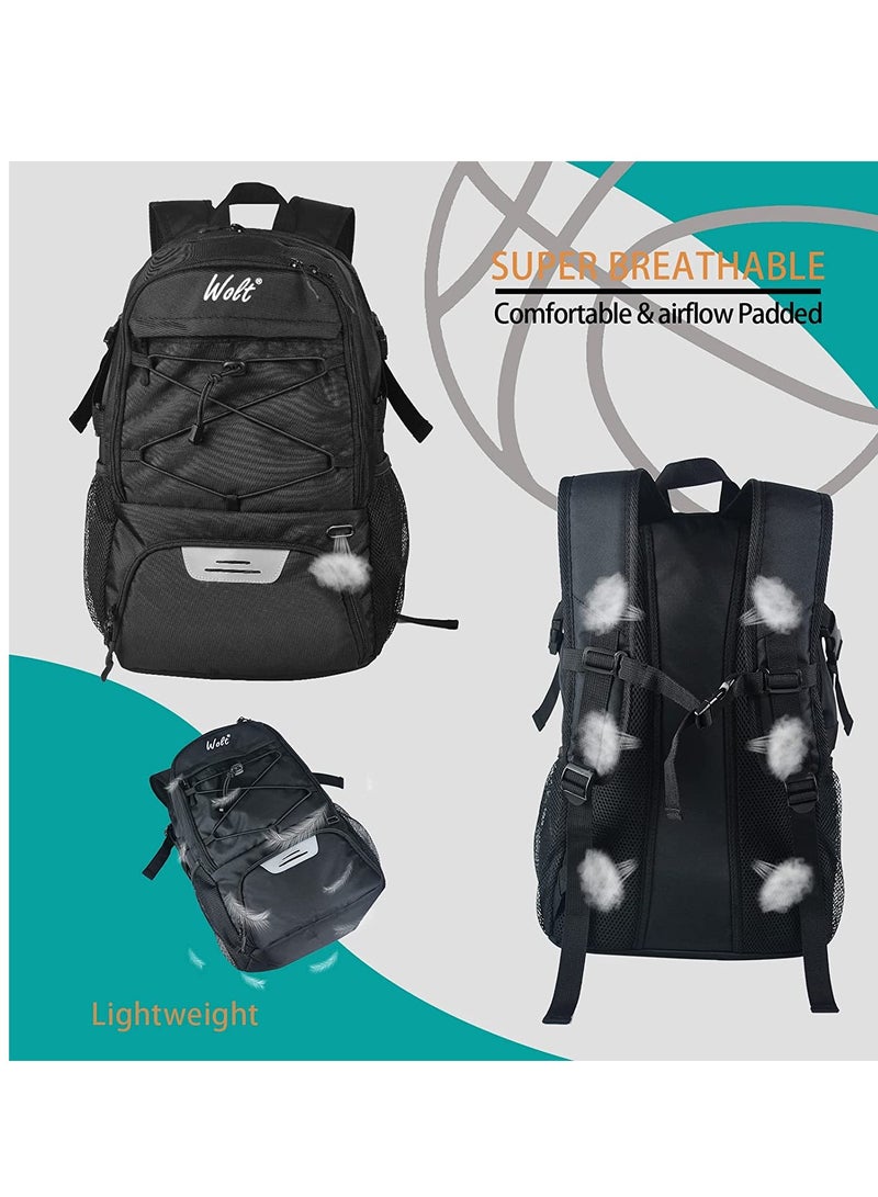 Basketball Backpack Large Sports Bag with Separate Ball holder & Shoes compartment, Best for Basketball, Soccer, Volleyball, Swim, Gym, Travel