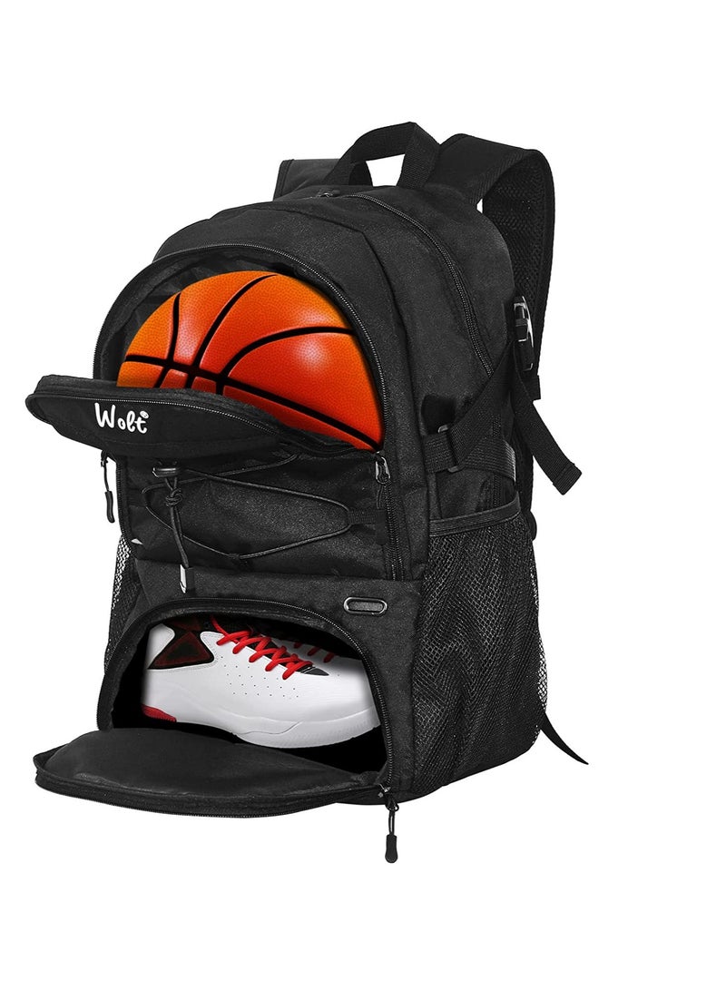 Basketball Backpack Large Sports Bag with Separate Ball holder & Shoes compartment, Best for Basketball, Soccer, Volleyball, Swim, Gym, Travel