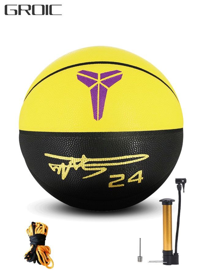 Size 7 PU Rubber Basketball Mamba Spirit Standard Size Basketball Pattern Indoor Outdoor