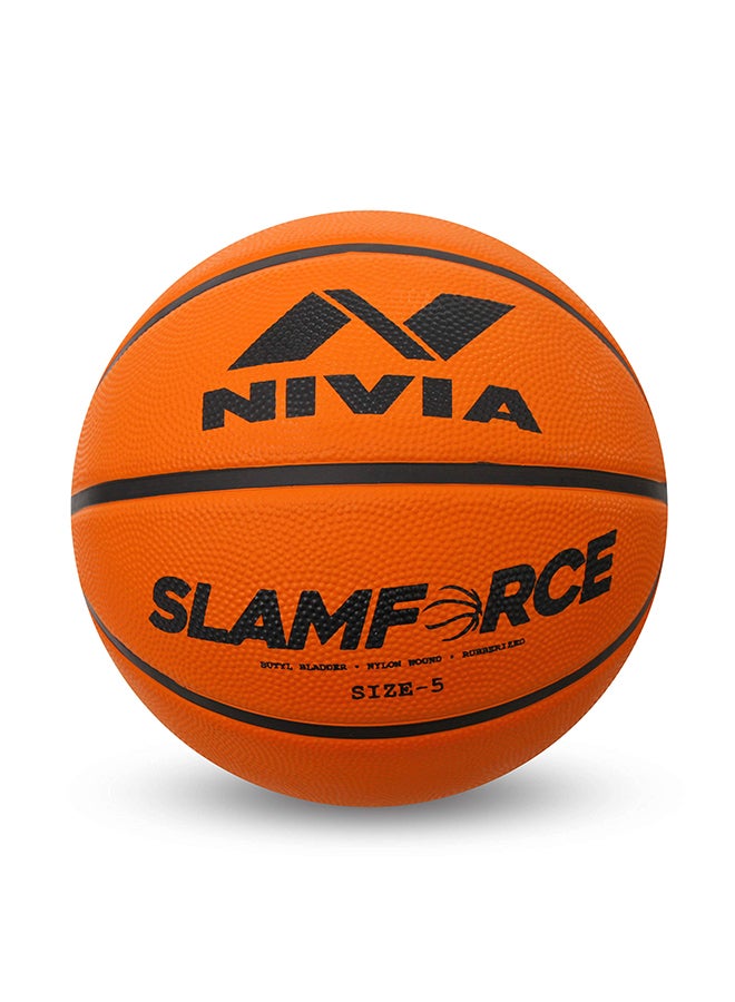 Slamforce Basketball | Rubberized Moulded | 8 Panel | Suitable for Hard Surface | Training Basketball | For Men & Women | Size - 7