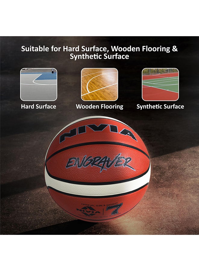 Engraver Basketball | Size: 7 | Ideal for : Training/Match | 14 Panel | Waterproof | Material : Rubber