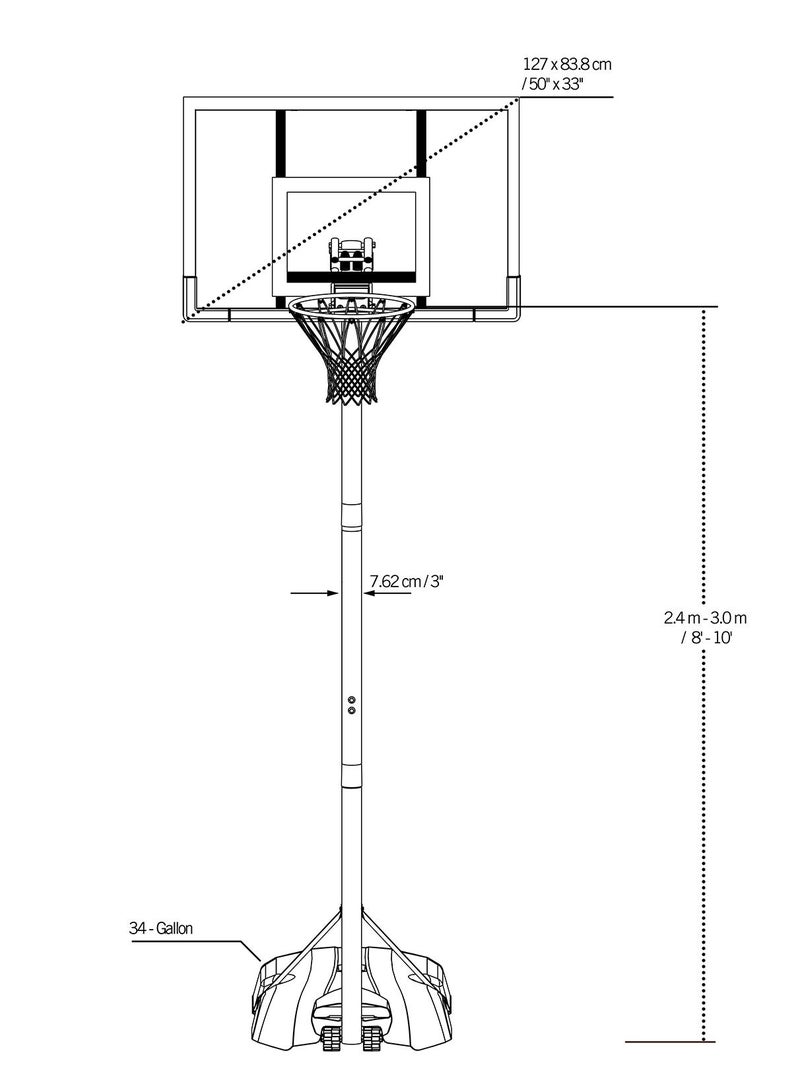 Lifetime 50 Inch, Adjustable, Portable Basketball Hoop, 5 year limited warranty, LFT-91052