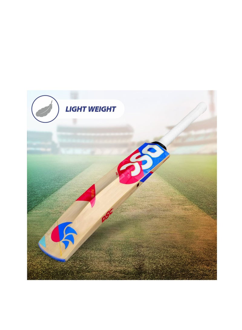 Intense Force Kashmir Willow Cricket Bat for Leather Ball |Size-4 | Light Weight | Free Cover|