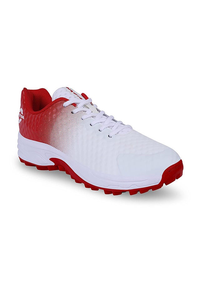 Crick 1000 Cricket Shoes (Aster White/Red, 10 UK / 11 US / 44 EU) | For Men and Boys | Rubber Outsole | Lightweight & Highly Durable